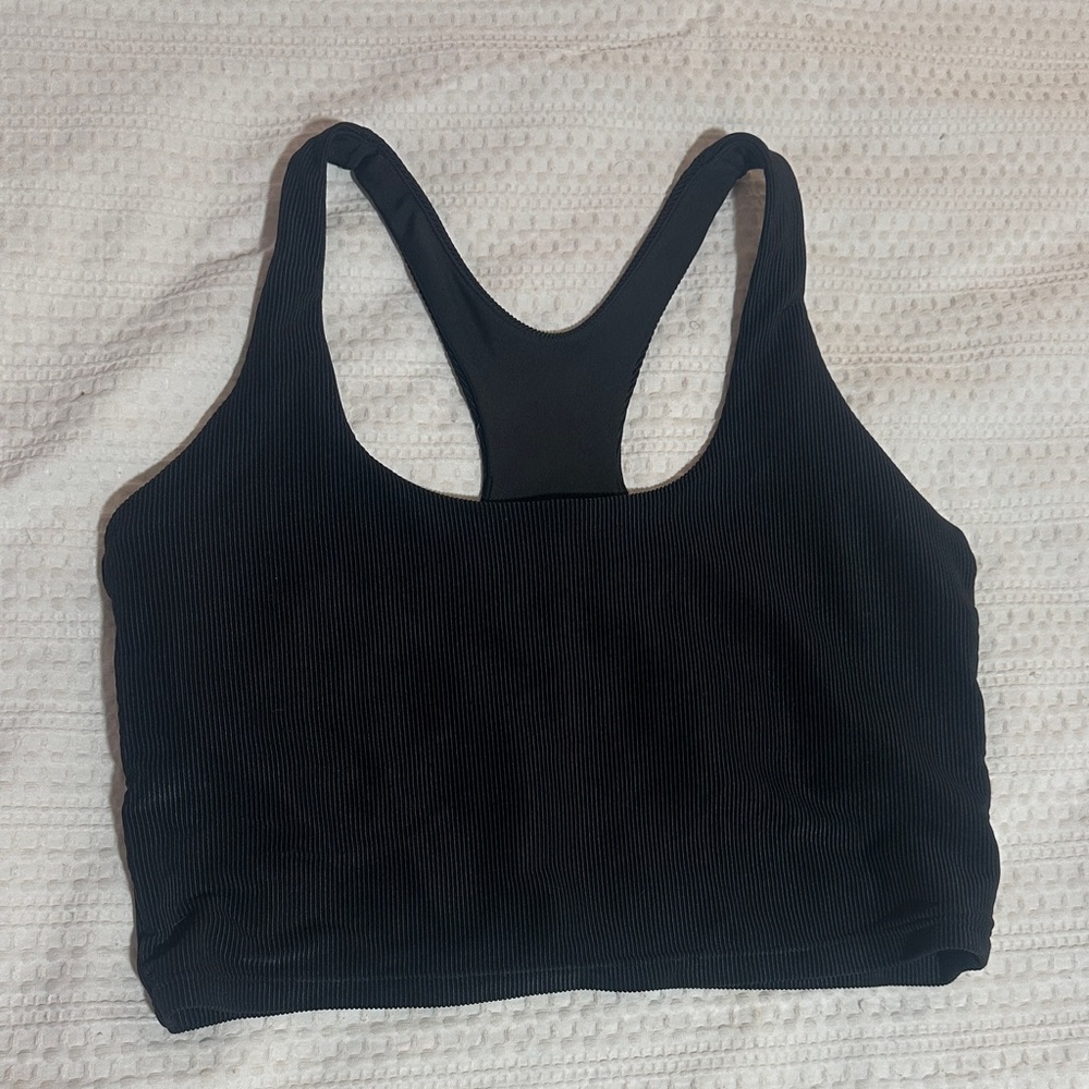 Black Ribbed Women's Sports Bra/ Tank Top